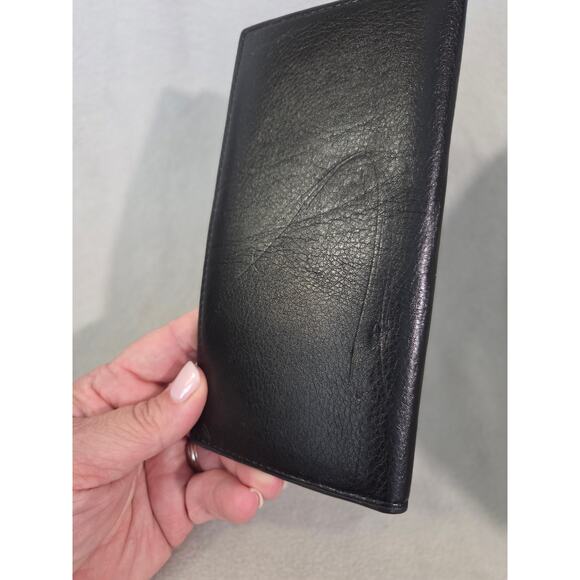 Woerfu Black Leather Wallet Check Book Zip Pouch Long Large - Picture 5 of 9